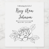 Custom Memorial Wine Label with a Rose ワインラベル (シングルラベル)
