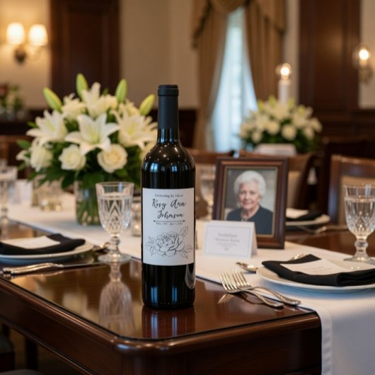 Custom Memorial Wine Label with a Rose ワインラベル