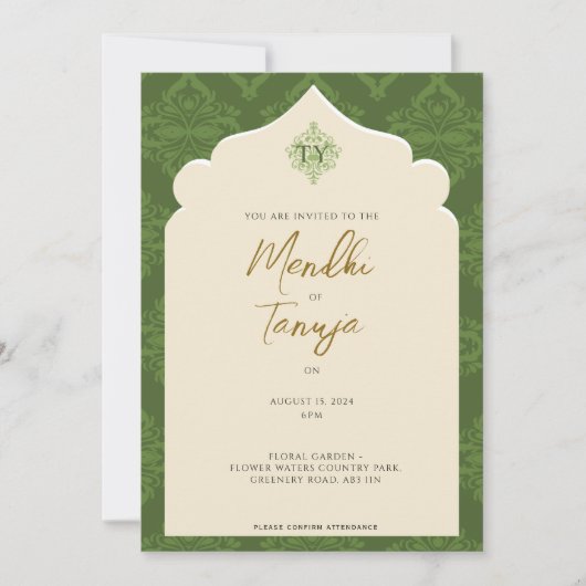Custom Mendhi Invitation | Henna Night 招待状 (正面)