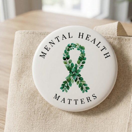 Custom Mental Health Matters Botanical Ribbon 缶バッジ