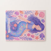 Custom Mermaid Puzzle with Name & Ocean Shells ジグソーパズル (横)