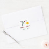 Custom Merry Christmas Hummingbird  ラウンドシール (封筒)