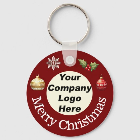 Custom Merry Christmas Keychain with Company Logo キーホルダー (正面)