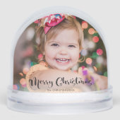 Custom Merry Christmas Typography Photo Snow Globe (正面)