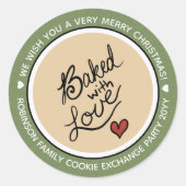 Custom Message Baked with Love Christmas ラウンドシール (正面)