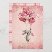Custom Message bunny Animal Valentines Day シーズンカード (正面/裏面)