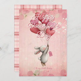Custom Message bunny Animal Valentines Day シーズンカード