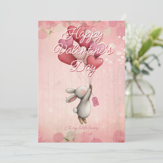 Custom Message bunny Animal Valentines Day シーズンカード (スタンド正面)