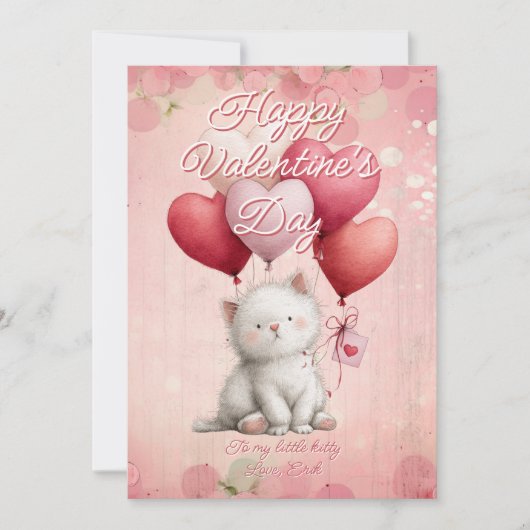 Custom Message Cat Animal Valentines Day シーズンカード (正面)