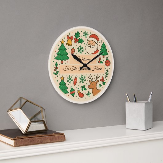 Custom Message Christmas ラージ壁時計 (オフィス)