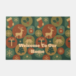 Custom Message Christmas Circles ドアマット