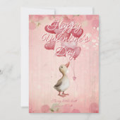 Custom Message Duck Animal Valentines Day シーズンカード (正面)