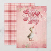 Custom Message Duck Animal Valentines Day シーズンカード (正面/裏面)