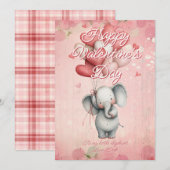Custom Message Elephant Animal Valentines Day シーズンカード (正面/裏面)