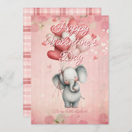 Custom Message Elephant Animal Valentines Day シーズンカード