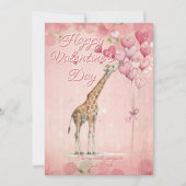 Custom Message Giraffe Animal Valentines Day シーズンカード (正面)