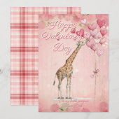 Custom Message Giraffe Animal Valentines Day シーズンカード (正面/裏面)
