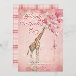 Custom Message Giraffe Animal Valentines Day シーズンカード