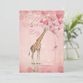 Custom Message Giraffe Animal Valentines Day シーズンカード (スタンド正面)