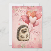 Custom Message Hedgehog Animal Valentines Day シーズンカード (正面)