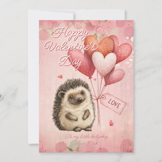 Custom Message Hedgehog Animal Valentines Day シーズンカード (正面)