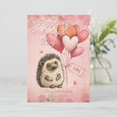 Custom Message Hedgehog Animal Valentines Day シーズンカード (スタンド正面)