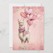 Custom Message Llama Animal Valentines Day シーズンカード (正面)