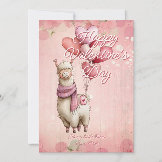 Custom Message Llama Animal Valentines Day シーズンカード (正面)