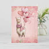 Custom Message Llama Animal Valentines Day シーズンカード (スタンド正面)