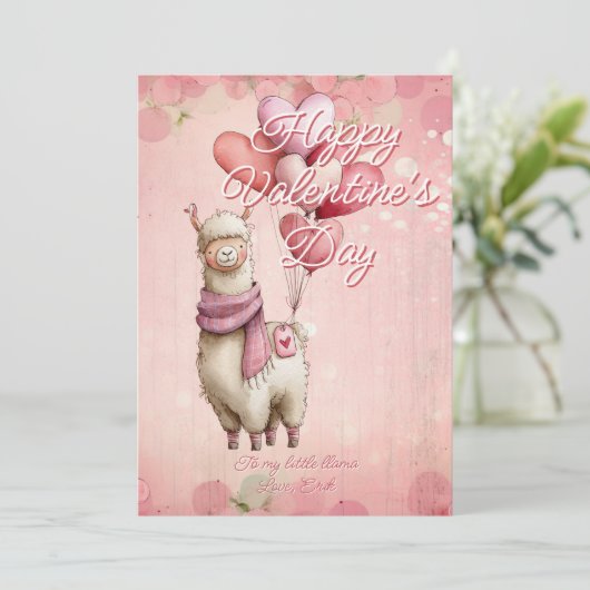 Custom Message Llama Animal Valentines Day シーズンカード (スタンド正面)