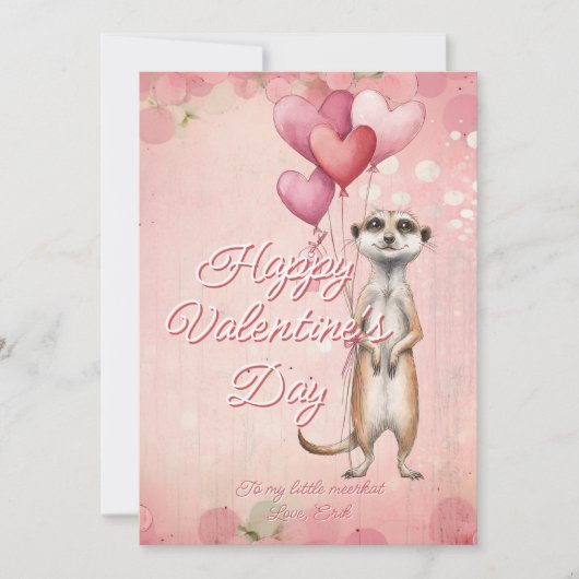 Custom Message Meerkat Animal Valentines Day シーズンカード (正面)