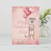 Custom Message Meerkat Animal Valentines Day シーズンカード (スタンド正面)