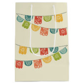 Custom Message Mexican Themed Birthday ミディアムペーパーバッグ (裏面)