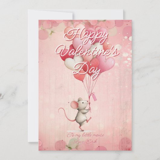 Custom Message Mouse Animal Valentines Day シーズンカード (正面)