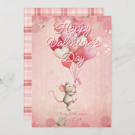 Custom Message Mouse Animal Valentines Day シーズンカード