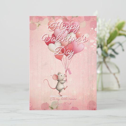 Custom Message Mouse Animal Valentines Day シーズンカード (スタンド正面)