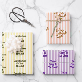 Custom Message New Job Congratulations Gift ラッピングペーパーシート