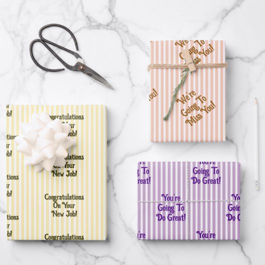 Custom Message New Job Congratulations Gift ラッピングペーパーシート (正面)