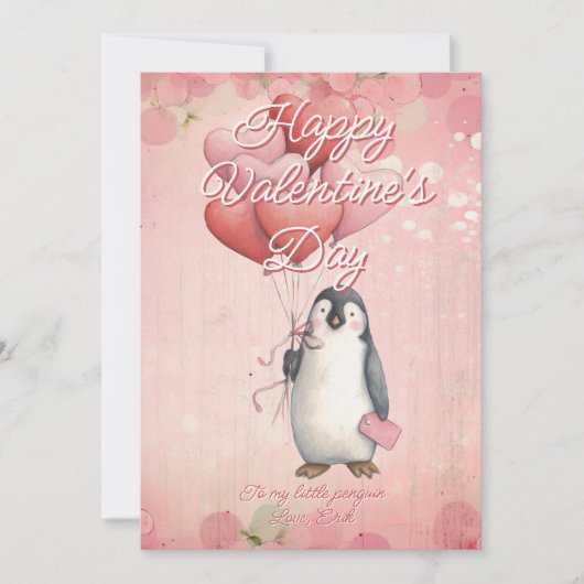 Custom Message Penguin Animal Valentines Day シーズンカード (正面)