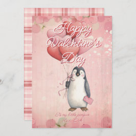 Custom Message Penguin Animal Valentines Day シーズンカード