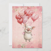 Custom Message Pig Animal Valentines Day シーズンカード (正面)