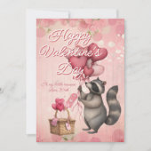 Custom Message Raccoon Animal Valentines Day シーズンカード (正面)