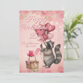Custom Message Raccoon Animal Valentines Day シーズンカード (スタンド正面)