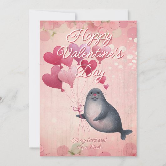 Custom Message Seal Animal Valentines Day シーズンカード (正面)