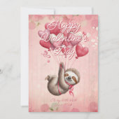 Custom Message Sloth Animal Valentines Day シーズンカード (正面)