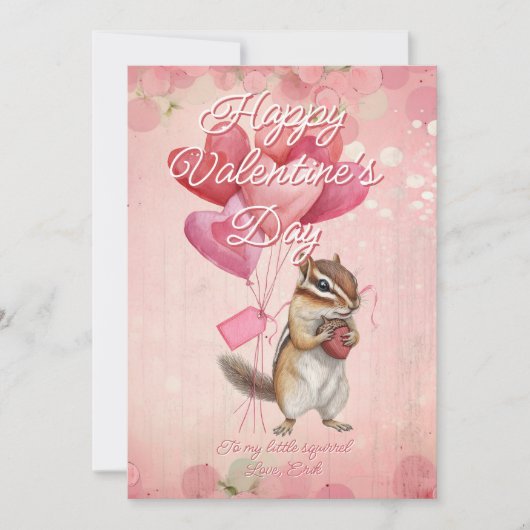Custom Message Squirrel Animal Valentines Day シーズンカード (正面)