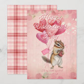 Custom Message Squirrel Animal Valentines Day シーズンカード (正面/裏面)