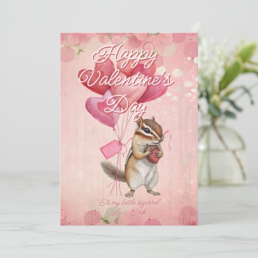 Custom Message Squirrel Animal Valentines Day シーズンカード (スタンド正面)