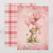 Custom Message Tiger Animal Valentines Day シーズンカード (正面/裏面)