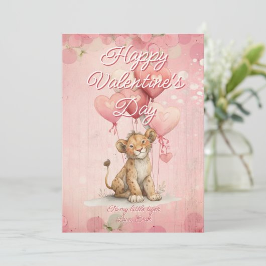 Custom Message Tiger Animal Valentines Day シーズンカード (スタンド正面)